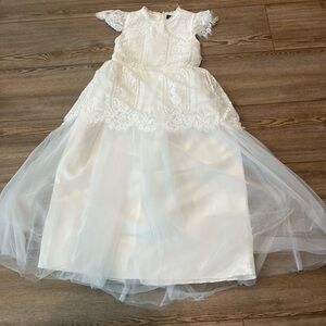 Girls Ivory Lace & Tulle Formal Dress